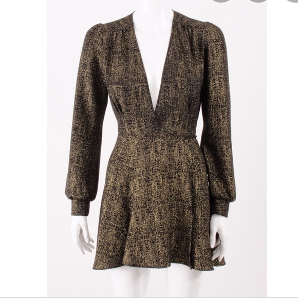 black gold wrap dress